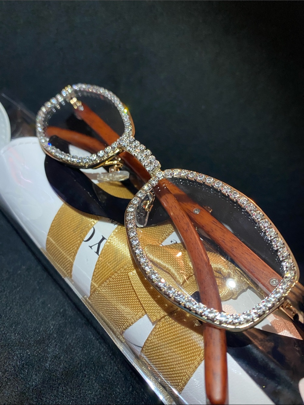 Lab iced diamond stones glasses